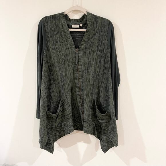 LOGO by Lori Goldstein Long Sleeve Cardigan Sweater Tunic Top Zip Front size M - Picture 1 of 7